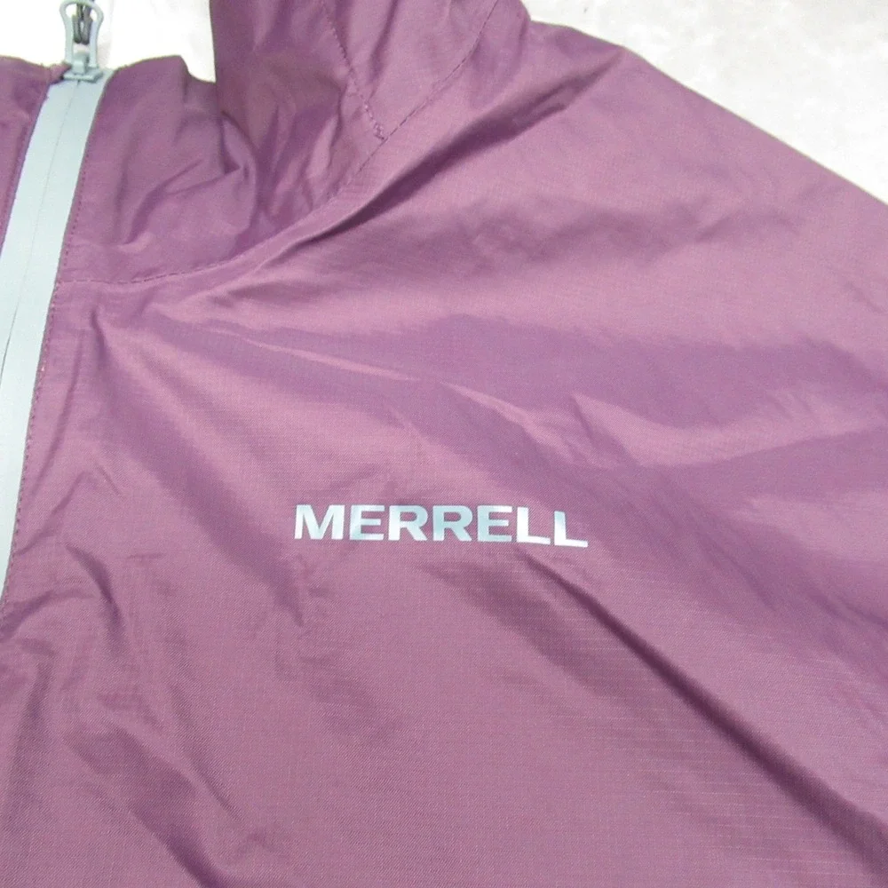 Merrell Jacket Womens Medium Purple Fallon Lightweight Hooded Wind Rain Full Zip